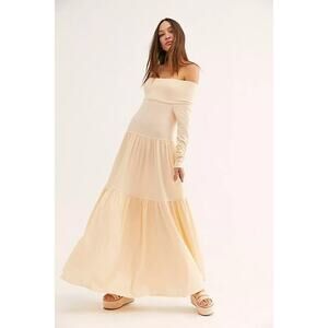 NWT Free People Off Shoulder "Someone Like You" Ivory Maxi Dress Size Large